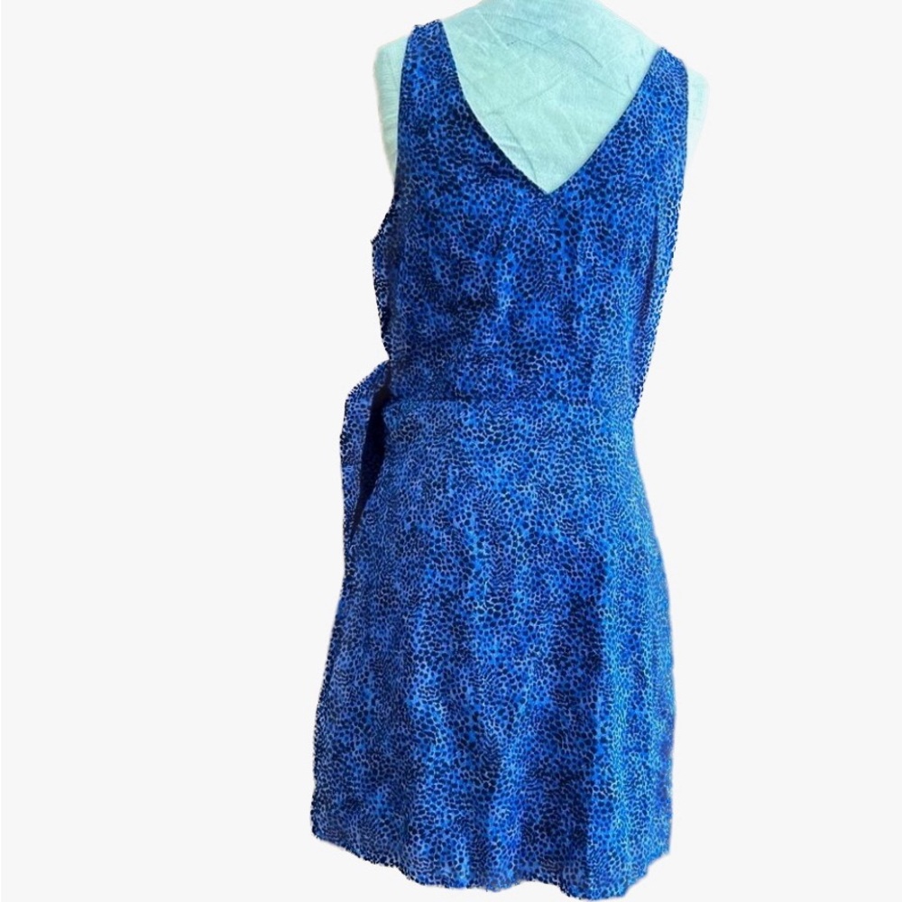 NWOT Pretty blue/black print wrap dress, 6 - Picture 2 of 12